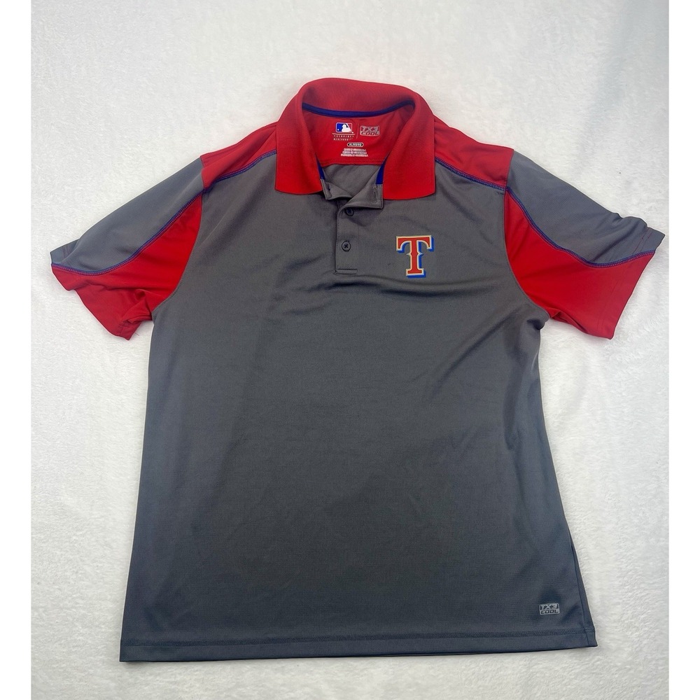 MLB Texas Rangers Baseball Men's Gray Polo Shirt‎ Size XL  (23.5X30) TX3 Cool